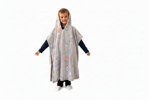 Poncho Manta Que Brilla en la Oscuridad Gris