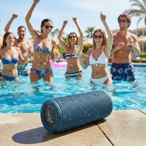 Parlante Bluetooth Impermeable Azul 20W con Luz LED RGB