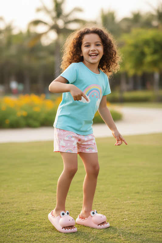 Sandalia Infantil Cocodrilo Goma Rosado