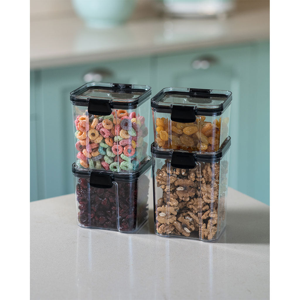 Set 4 Canister Herméticos Clip Negro