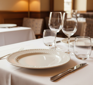 Set 4 Platos Grandes de Porcelana blanca de alta resistencia.