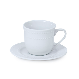 Set 4 Taza De Té Con Plato Loza Blanca