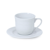 Set 4 taza de té con plato loza blanca