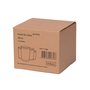 Set 4 Vasos De Vidrio 350 Ml Humo