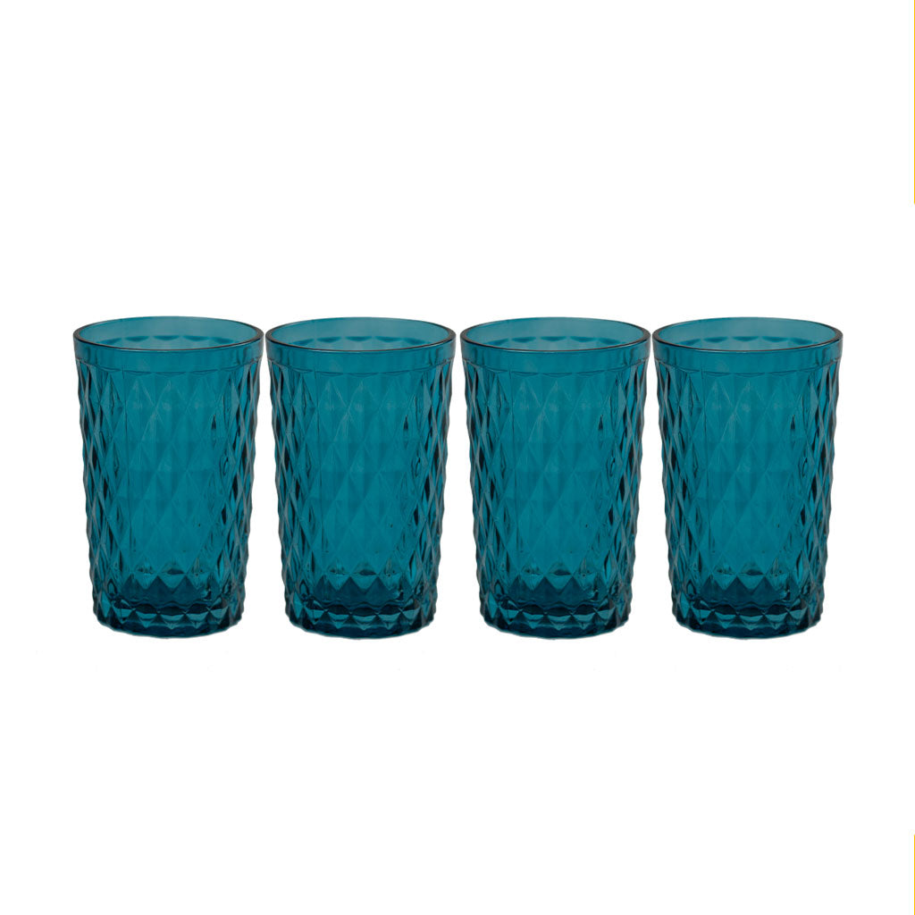 Set 4 vasos de vidrio 350 ml Azul petróleo