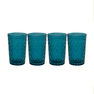 Set 4 vasos de vidrio 350 ml Azul petróleo