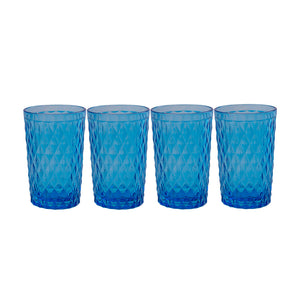 Set 4 Vasos De Vidrio 350 Ml Azul
