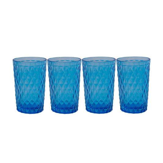 Set 4 Vasos De Vidrio 350 Ml Azul