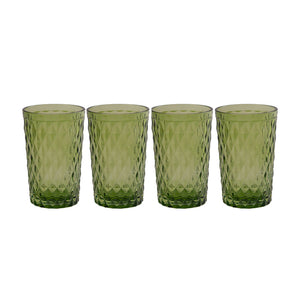 Set 4 vasos de vidrio 350 ml Verde