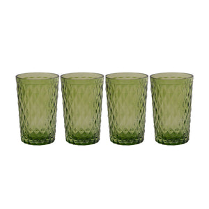 Set 4 Vasos De Vidrio 350 Ml Verde