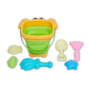 Set Balde Plegable de Cangrejo con 2 Herramientas y 4 Moldes de Playa