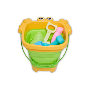 Set Balde Plegable de Cangrejo con 2 Herramientas y 4 Moldes de Playa