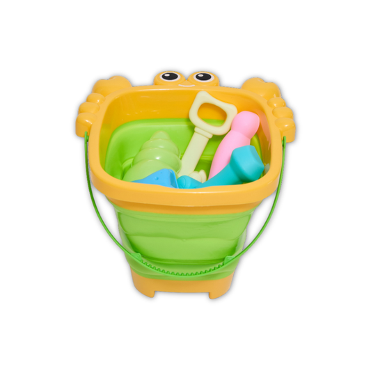 Set Balde Plegable de Cangrejo con 2 Herramientas y 4 Moldes de Playa