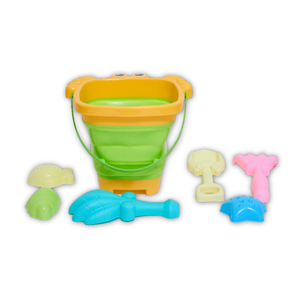 Set Balde Plegable de Cangrejo con 2 Herramientas y 4 Moldes de Playa