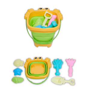 Set Balde Plegable de Cangrejo con 2 Herramientas y 4 Moldes de Playa