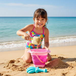 Combo Carrito playa Plegable Llaima y Set Balde Plegable de Unicornio