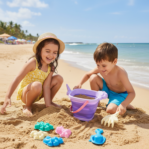 Set Balde Plegable de Unicornio con 2 Herramientas y 4 Moldes de Playa