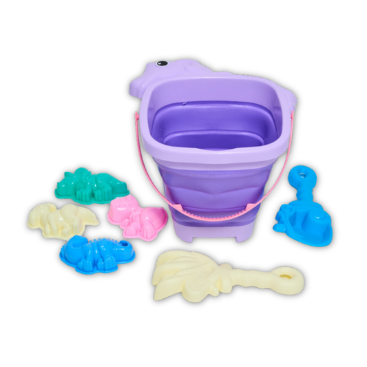 Set Balde Plegable de Unicornio con 2 Herramientas y 4 Moldes de Playa