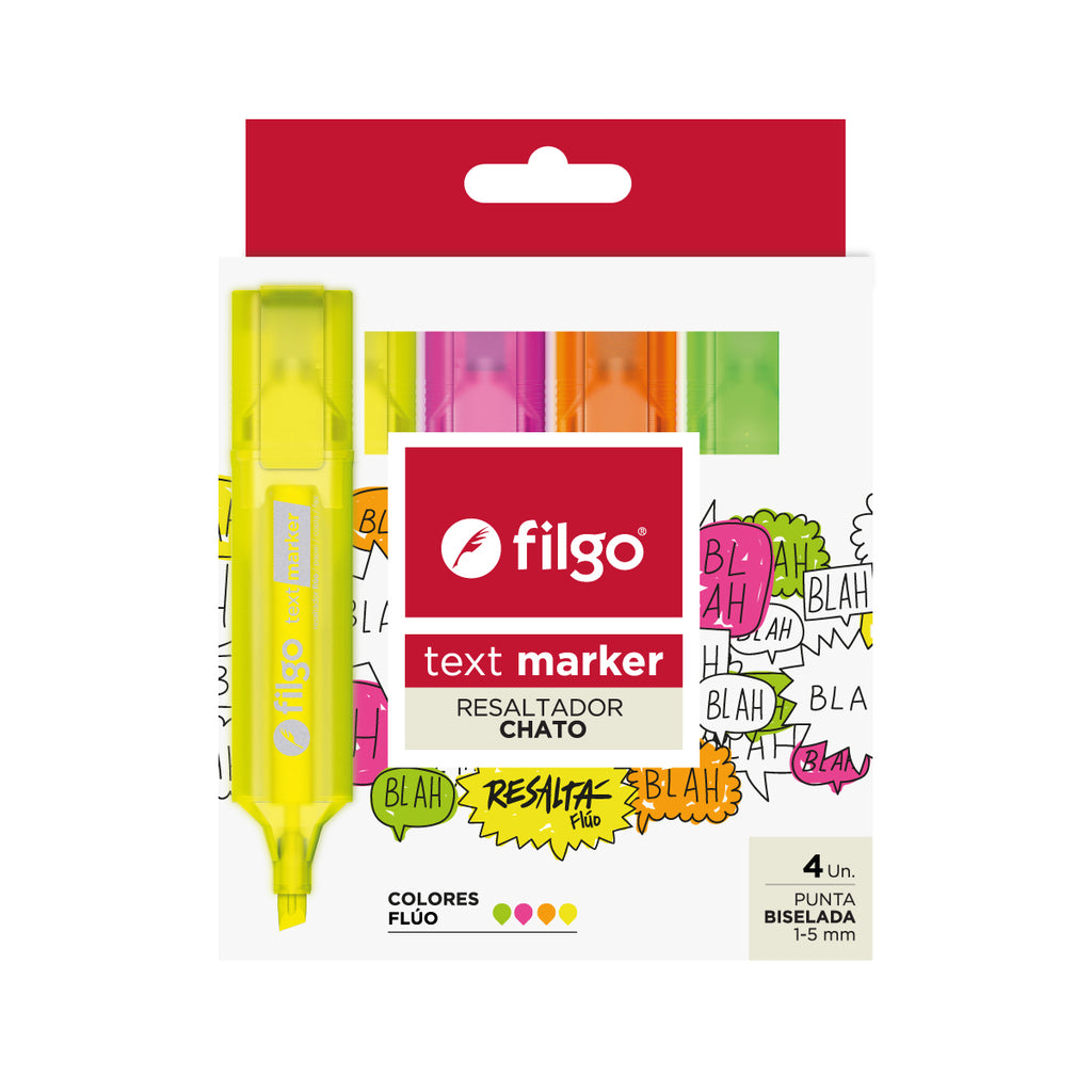 Destacador Text Marker / Estuche 4 Fluor