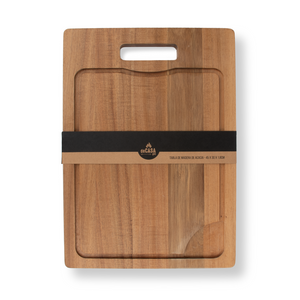 Combo Tabla De Madera De Acacia. Set 8 Cubiertos Asado y Cilindro Para Asar Verduras