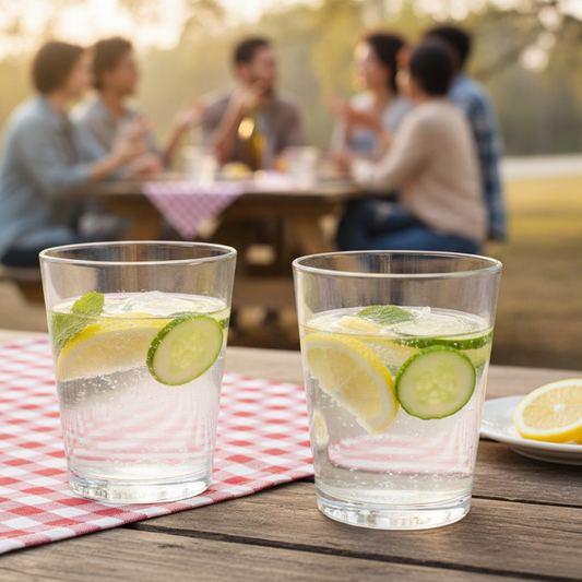 Combo Acrílico 2 Vasos Vino 400 ml + 2 Vasos Agua 400 ml + 2 Copas Gin 660 ml