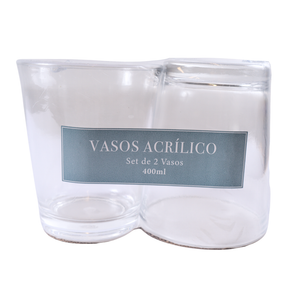 Combo 12 Vasos Acrílicos Agua 400 ml — 6 Sets de 2 Unidades
