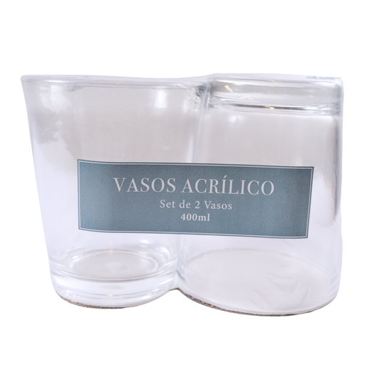Combo 4 Vasos Acrílicos para Agua 400 ml (2 sets de 2 unidades)