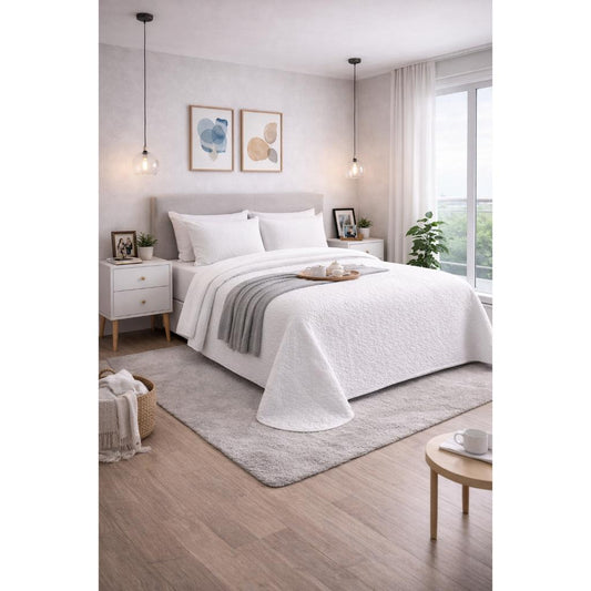 Cubrecama Quilt Reversible 2 Plazas Queen Wonder White Martiné