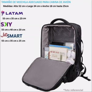 Mochila de Viaje Viral (Cabina Avión). Expandible hasta 44 L. BLACK