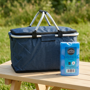 Combo Cooler Plegable 18L Azul + Icepack Duro 2x400 g