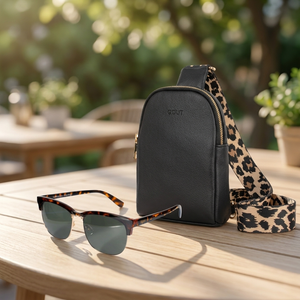 Combo Lentes de Sol Menorca + Bandolera Crossbag Gout Negra Animal Print