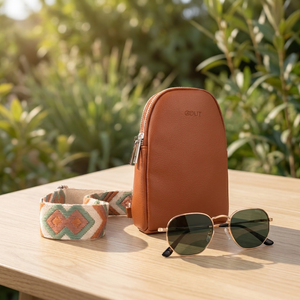Combo Lentes de Sol Cala + Bandolera Crossbag Gout Camel