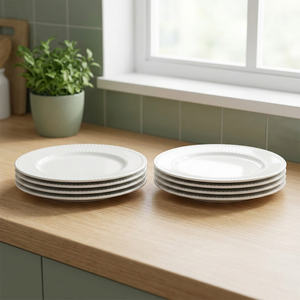 Combo 8 Platos Grandes de Porcelana Blanca 26,7 cm (2 Sets de 4)
