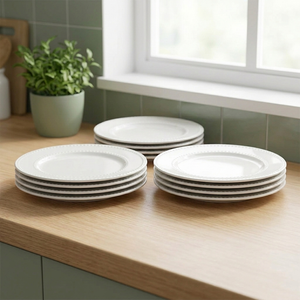 Combo 12 Platos Grandes de Porcelana Blanca 26,7 cm (3 Sets de 4)