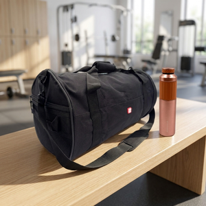 Combo Bolso Deportivo Wilson 42 L Negro + Termo Flask Doble Pared 500 ml Naranja