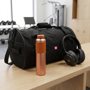 Combo Bolso Deportivo Wilson 42 L Negro + Termo Flask Doble Pared 500 ml Naranja + Audífonos Sleve Evo Black
