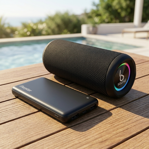 Combo Powerbank Energizer 10.000 mAh + Parlante Bluetooth Impermeable Negro 20W