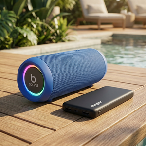 Combo Powerbank Energizer 10.000 mAh + Parlante Bluetooth Impermeable Azul 20W