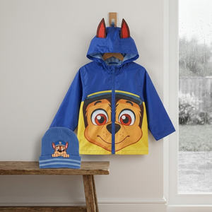 Combo Chase Paw Patrol: Chaqueta Impermeable Niño Azul + Gorro Toddler