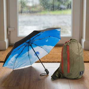 Combo Bandolera Cruzada Sling 8,5L Khaki + Paraguas Retráctil Negro Llaima