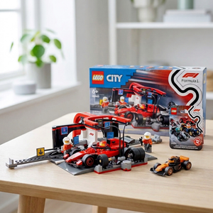 Combo LEGO® City Parada en Pits de F1 con Auto Ferrari + LEGO® Autos F1 Coleccionables