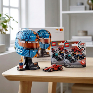 Combo LEGO® Editions McLaren F1 Casco de Oscar Piastri + 2 LEGO® Autos F1 Coleccionables