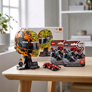 Combo LEGO® Editions McLaren F1 Casco de Lando Norris + 2 LEGO® Autos F1 Coleccionables
