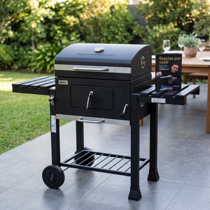 Combo Parrilla a Carbón con Spiedo Eléctrico Negra Wayu + Libro Copec Gracias Por Venir - Jorgito Parrillero