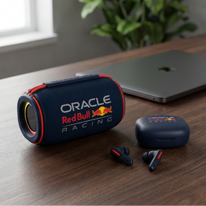 Combo Oracle Red Bull Racing: Parlante Bluetooth RB SK440 10W con Luces LED + Audífonos ORBR RB-EB140