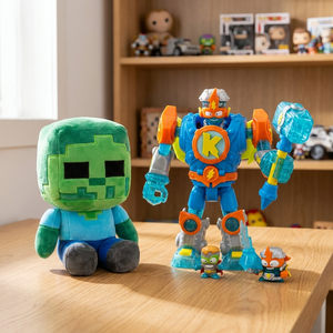 Combo Peluche Zombie Minecraft 25 cm + Playset Superbot Kazoom SuperThings