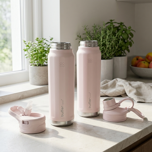 Combo 2 Botellas de Agua Térmicas Buffer Paine 700 ml Pinky con 2 Tapas Cada Una