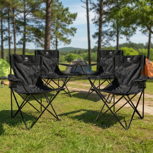 Combo 4 Sillas de Camping Outdoor Plegables Llaima Negras con Portavasos