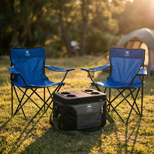 Combo Bolso Cooler 25 L con Tapa Dura y 2 Sillas de Camping Plegables Llaima Azules