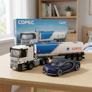 Combo Camión de Combustible Copec Set de Bloques 297 Piezas + Auto a Escala 1:43 Bugatti Chiron